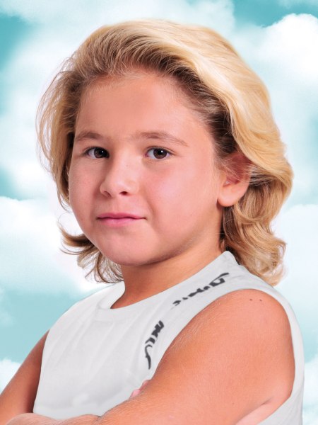 Blonde surfer look hair for little boys