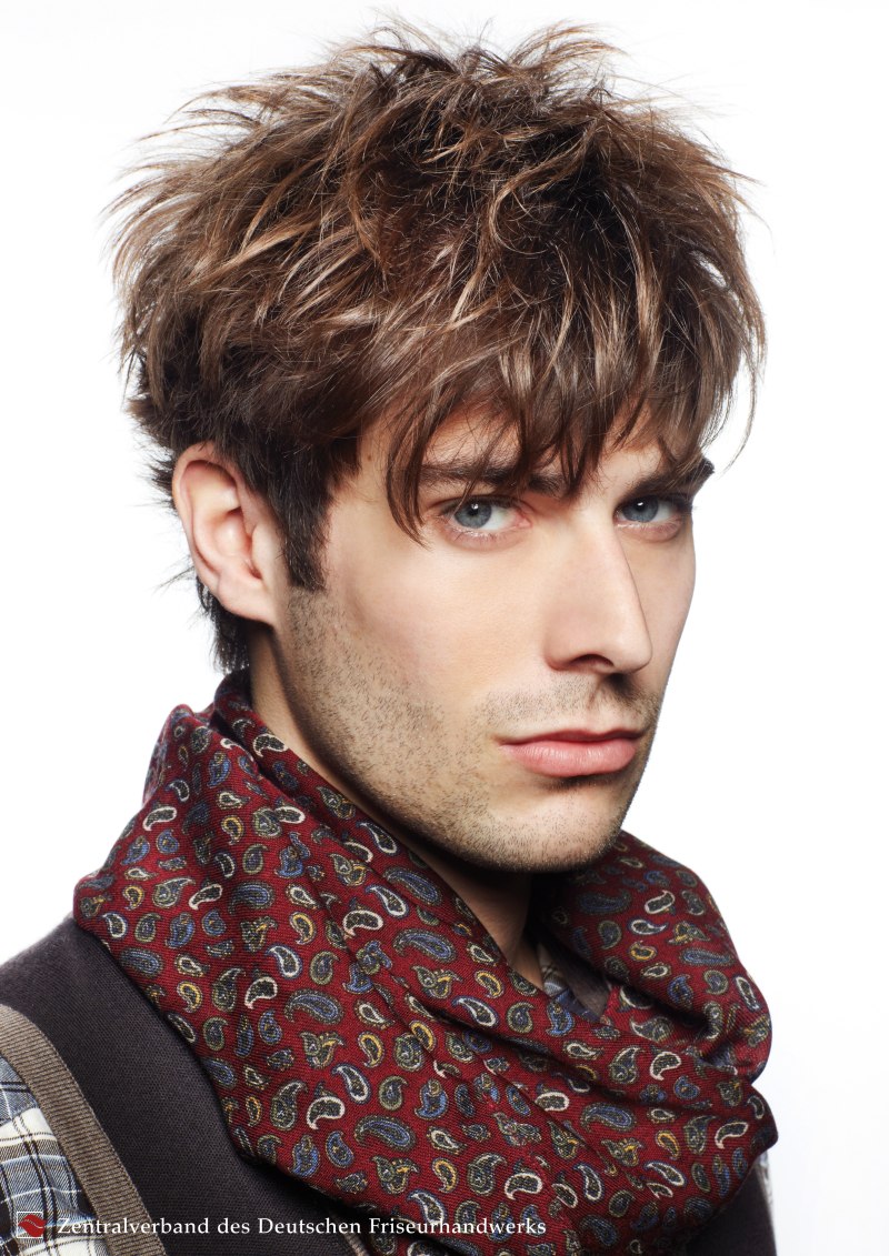 Mens Hair With Light Blonde Highlights And Darker Brown Sideburns