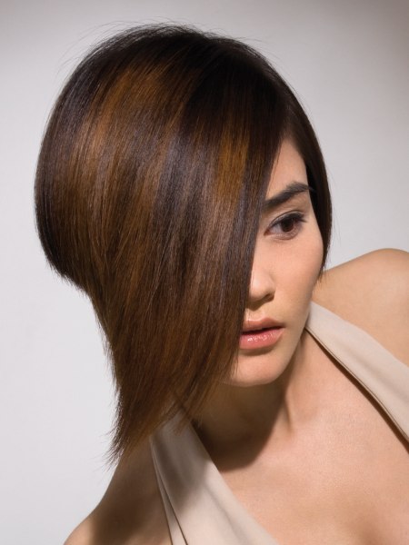 Asian model with her hair styled in front of the face