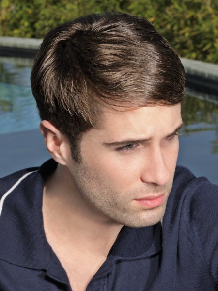 Short male hair with wet gel styling