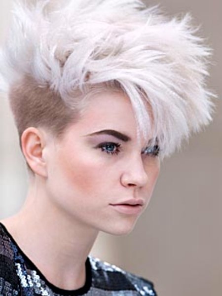 Female punk look haircut with buzzed sides