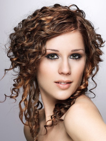 Long hair with spiral curls