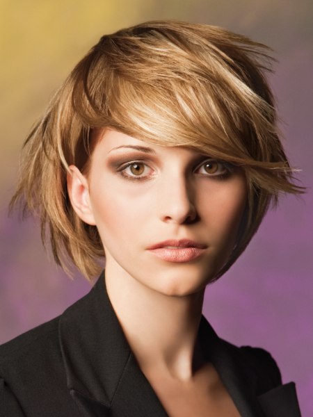 Dynamic day style for short blonde hair