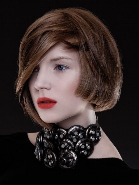 Fashionable bob cut with one longer side