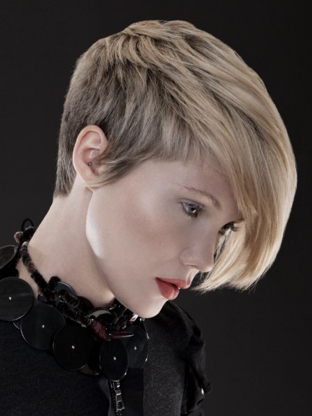 Pixie cut with a very short neckline