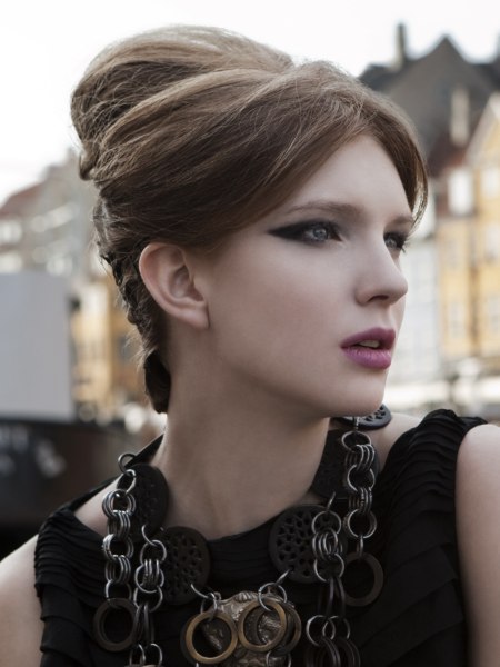 Hair in a fashionable updo for special occasions