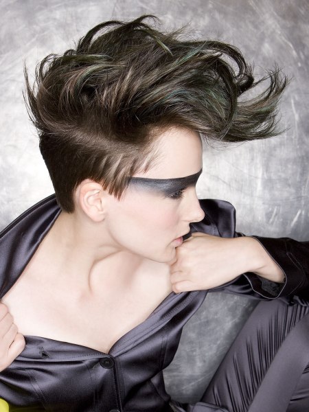 Women's punk haircut with a quiff
