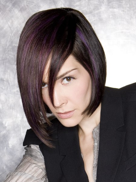 Sleek brown bob with a high pivot point