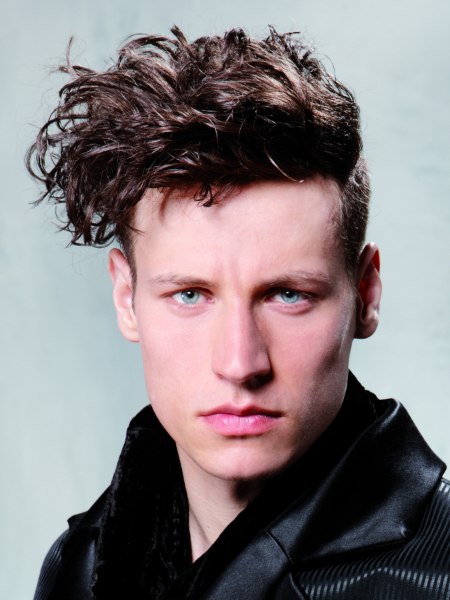 Romantic men's cut with curly top hair