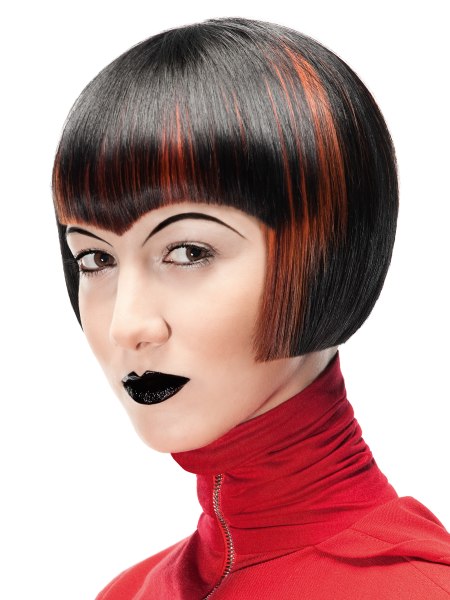 Post punk bob cut with a curved fringe