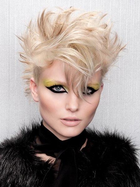 Short baby blond hair with spikes