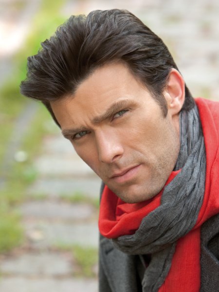 Men's haircut with sideburns