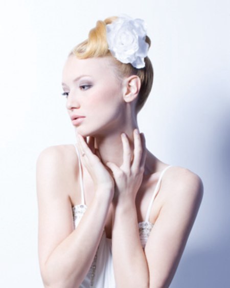 Wedding hair with a gardenia flower
