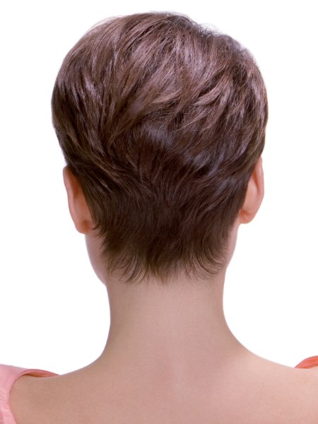 Back view of a low-maintenance pixie