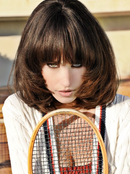 Face-framing medium-long hairstyle