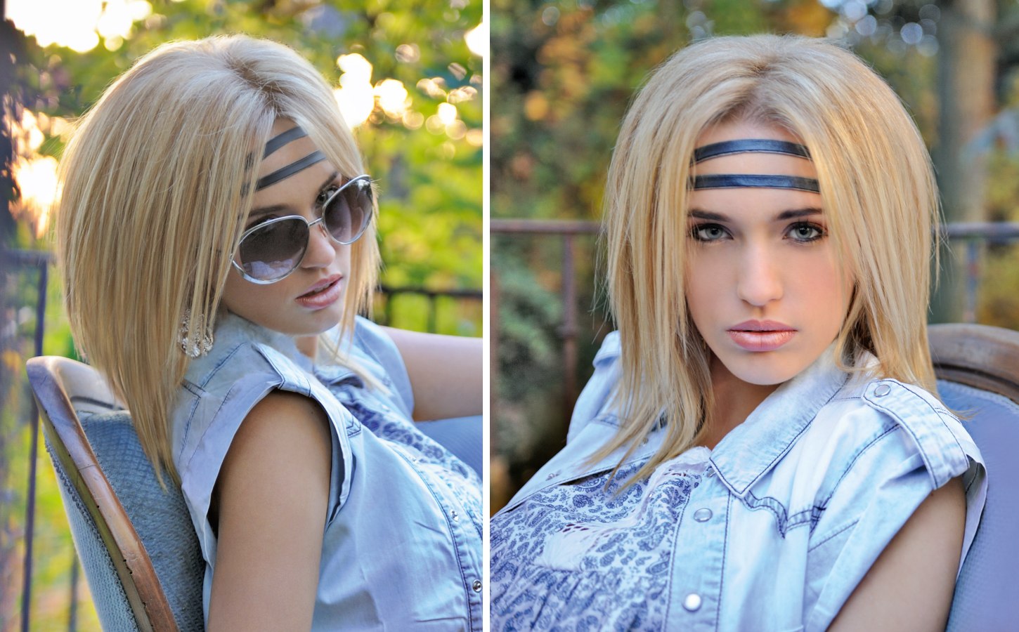 Long A-line cut and a fashionable double headband made of 