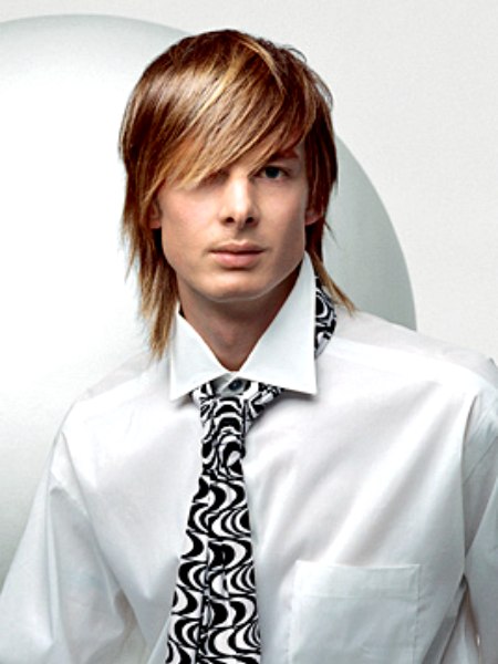 Long over the collar shag haircut for men