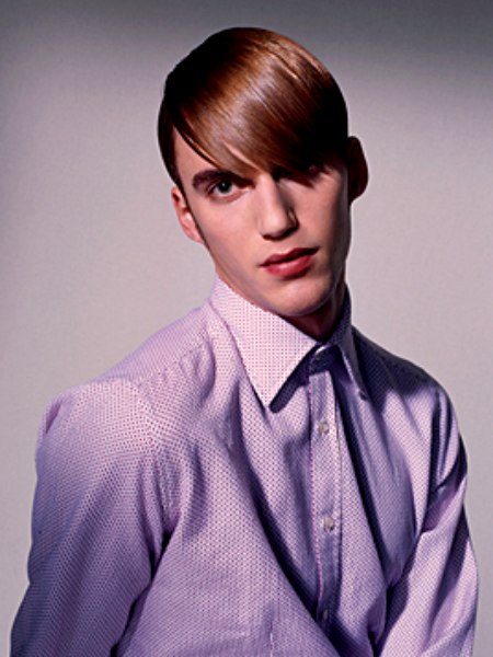 Around the ears haircut with long bangs for men