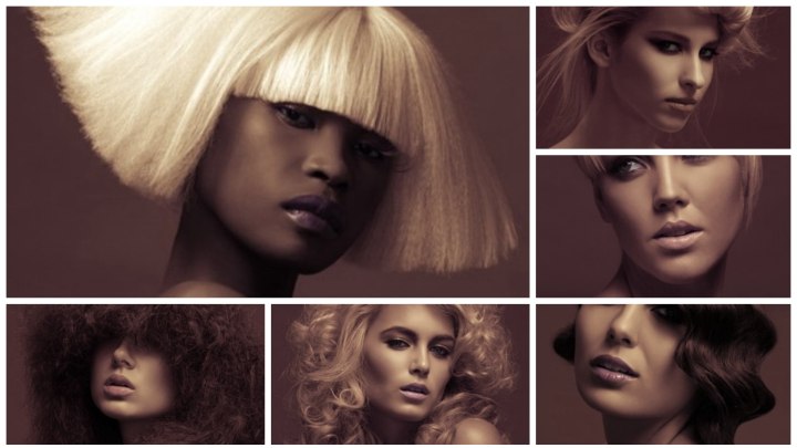 Sepia-toned photos of hairstyles