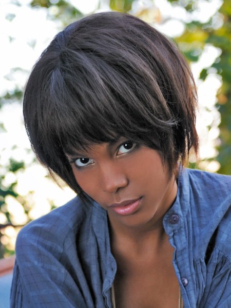 Rounded bob cut for black African hair