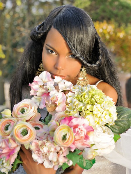 Smooth black African hair with braided borders