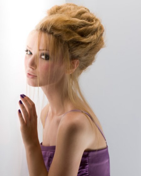 Updo with a veil of hair strands