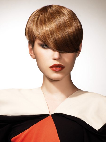 Short haircut with deep bangs