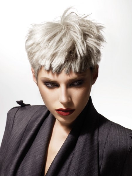 Short hairstyle for gray hair