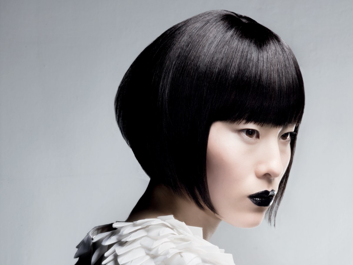 7. "Dark Blue Balayage on Asian Bob Hair" - wide 6