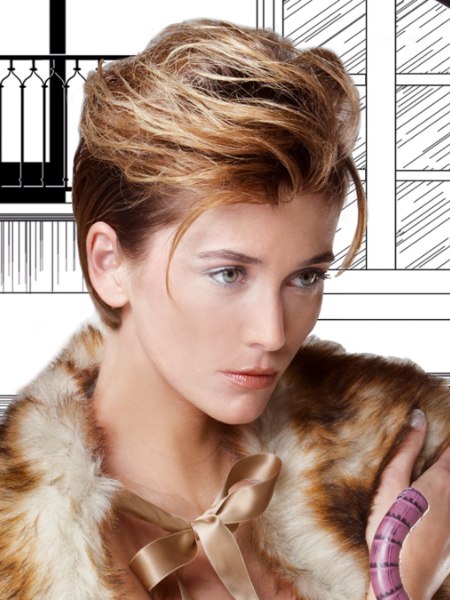 Ladylike short hairstyle with slicked-back sides