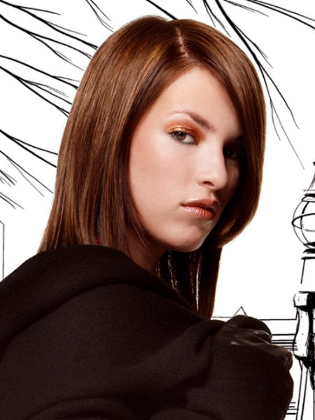 Side-parted medium-length hair