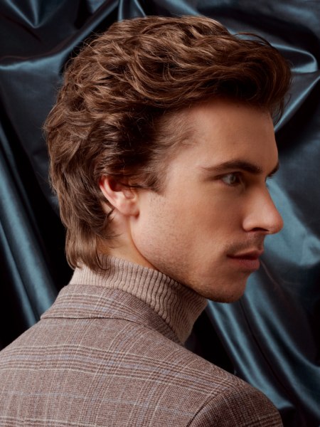 Side view of a long hairstyle for men