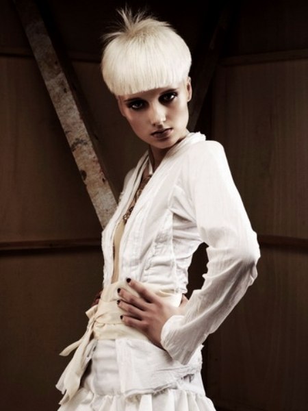 Blonde pageboy cut with clipped sides