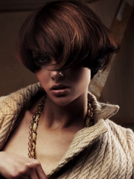 Sporty short haircut with long bangs