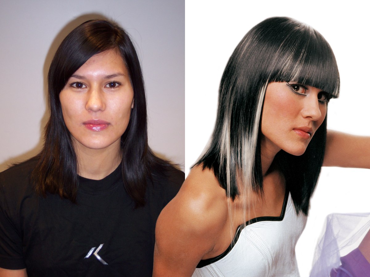 Black hair with white streaks top