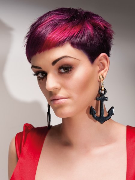 Short cropped pink pixie hair