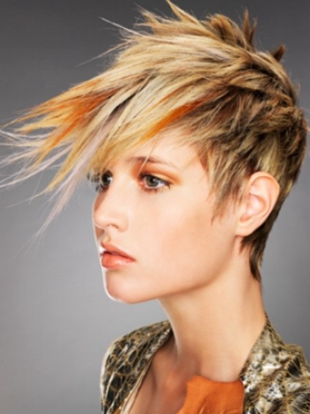 Colorful pixie with layers and streaks