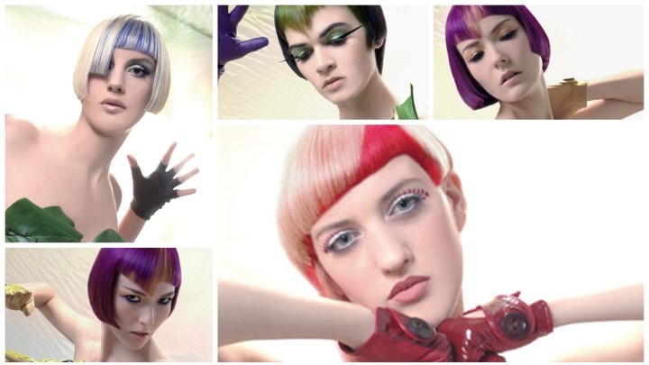 Fantasy hairstyles for purple, blue and green hair