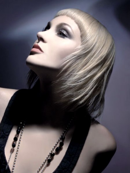 Medium-length flaxen blonde hair