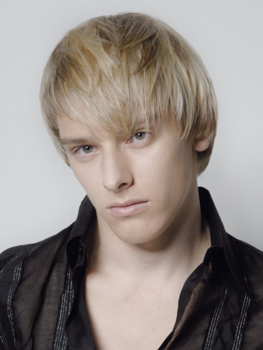 Blonde young man with layered and textured hair