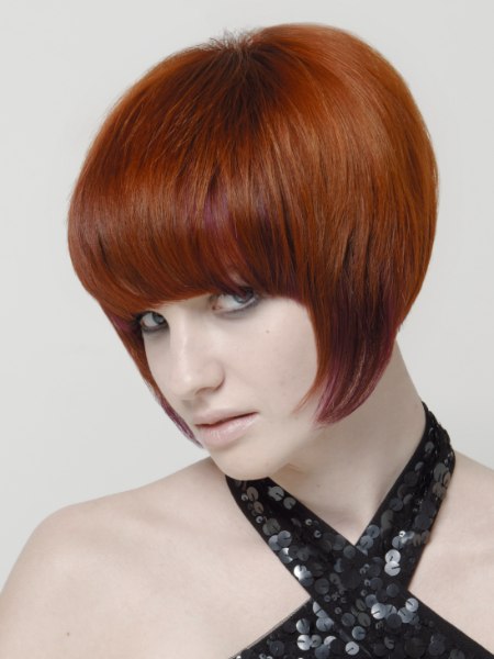 Short, layered haircut with bangs