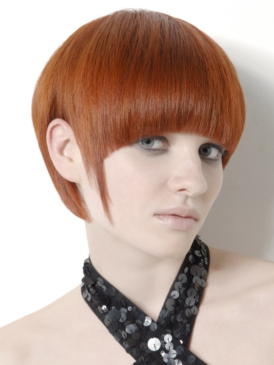 Bowl or mushroom cut with a cut-out ear section