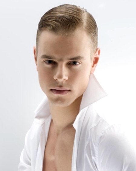 Haircut with gel styling for fashion-minded men