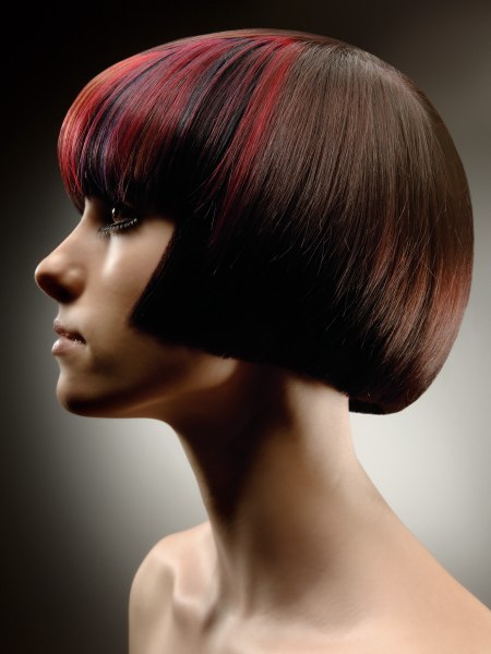Undercut bob with an inward curve that accentuates the nape