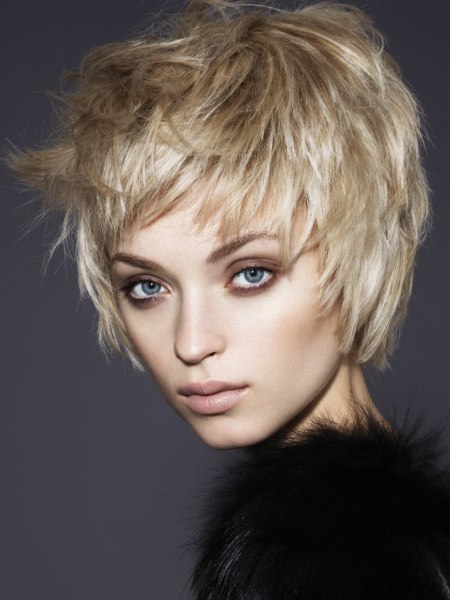 Short layered hairstyle with a natural feel