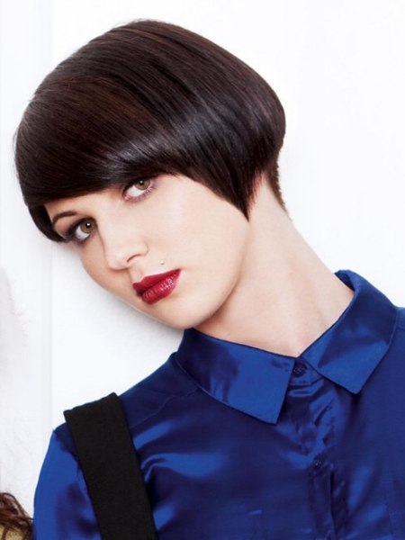 Modern short hairstyle with a very short neckline