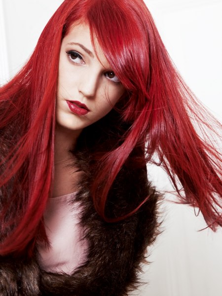 Long and shiny red hair