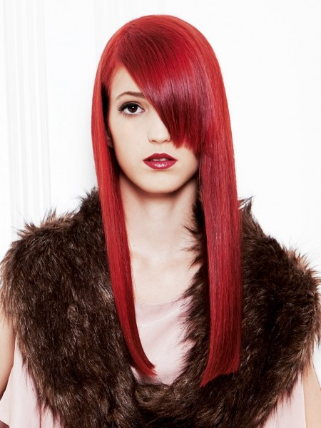 Extremely straight long red hair