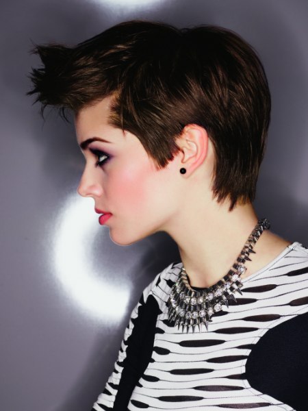 Short layered haircut with classy punk styling