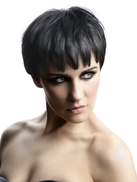Short hairstyle with half of the ears covered